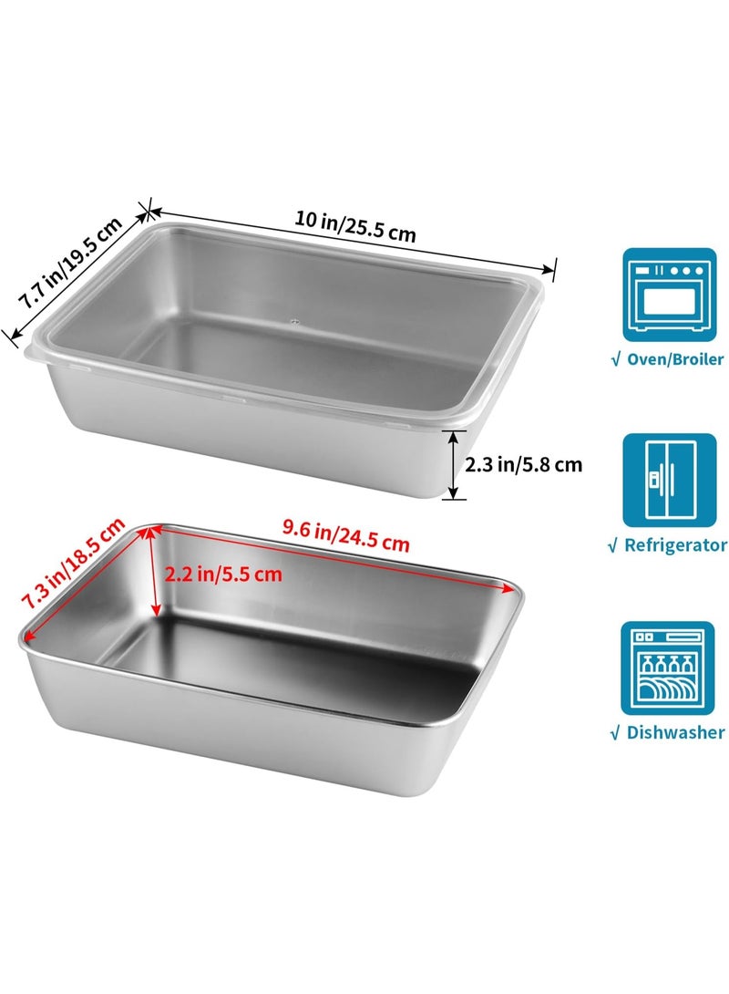 4 Pcs Stainless Steel Food Containers with Clear Lids, Stackable Snack Storage Boxes, Deli Meat Keeper for Refrigerator or Picnic, BBQ Party, Office, Gym Lunch - Image 2